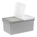 Plastic File Box with Split Lid, Letter Size, Gray, 4/Pack