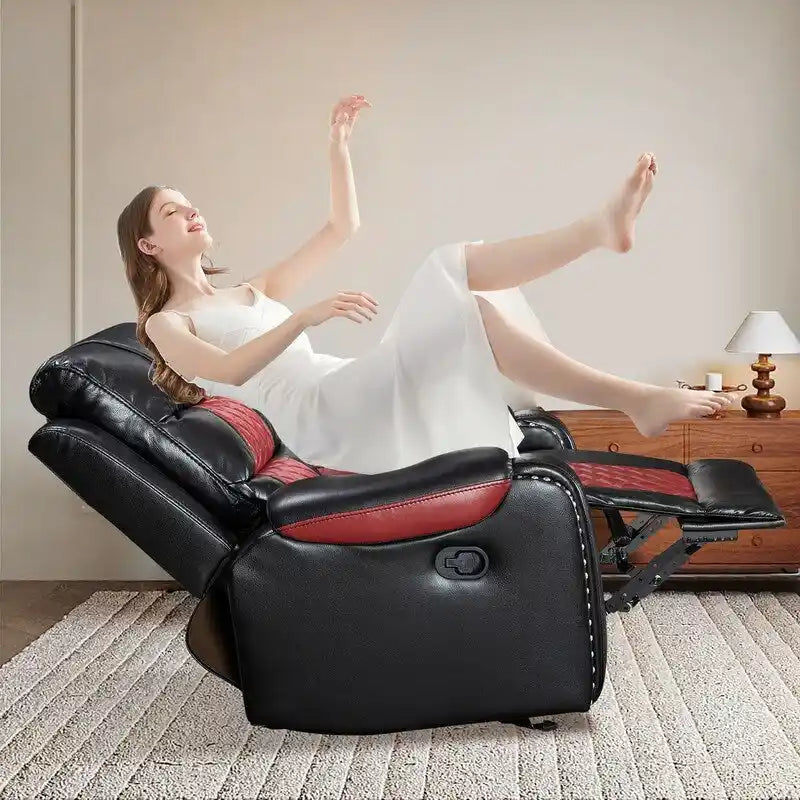 Spacious Faux Leather American-Style Recliner Chair for Living Room