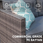 JOIVI 3 Pieces Patio Conversation Set, PE Wicker Rattan Outdoor Furniture Set, 2 Ways Small Sectional Sofa, Tempered Glass Coffee Table, Silver-Gray