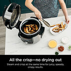 OL701 14 in 1 SMART XL 8 Qt. Pressure Cooker Steam Fryer with SmartLid & Thermometer Auto Steam Release, that Air Fries, Proofs & More, 3 Layer Capacity, 5 Qt. Crisp Basket, Silver/Black