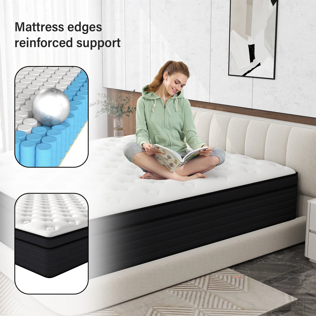 CICIMLU 12 inch Queen Mattress,Gel Memory Foam & Spring Hybrid Medium Comfort Mattress in a Box,CertiPUR-US