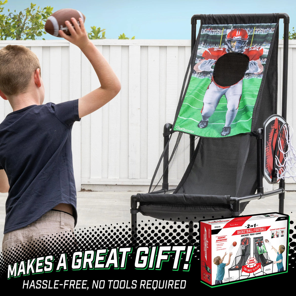 2-in-1 Basketball & Football Toss Arcade