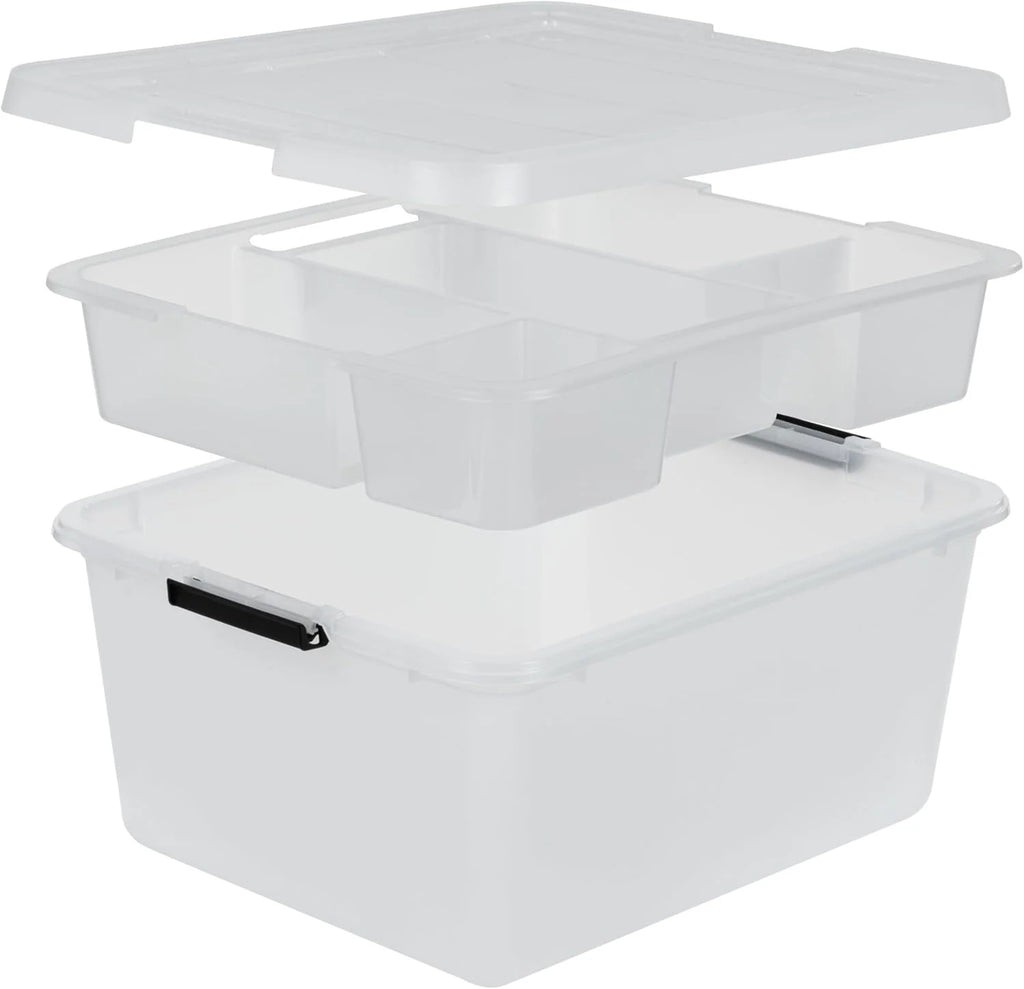18 QT Clear Storage Organizer with Removable Dividers
