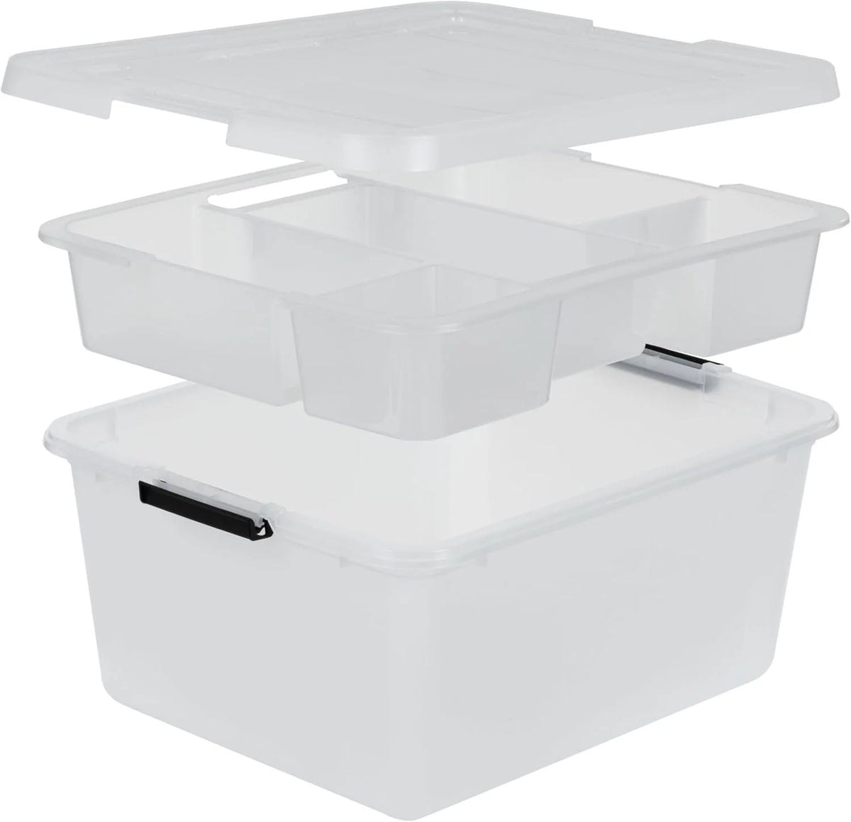 18 QT Clear Storage Organizer with Removable Dividers