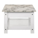 Denhour DH BASIC 4-Piece Open-Shelf Coffee Table Set with Drawer in Transitional Rubberwood