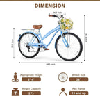 WEIZE Beach Cruiser Bike, 26 inch Commuter Bicycle for Adult Men and Women, 7-Speed/High-Carbon Steel/Front & Rear Fenders, Comfortable City Bikes with Rear Rack or Basket, Ergonomic Upright Design