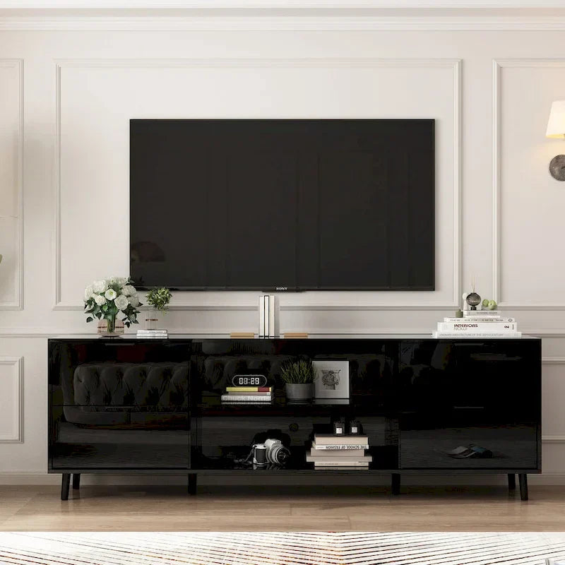 Electric Fireplace TV Stand Entertainment Center with LED Flame Effects and Remote Control