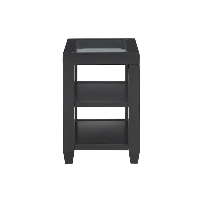 Cordero 16-Inch Wide Wood and Glass Top Chairside End Table with Shelf Storage