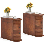 Solid Wood Chairside End Table, Two-Drawer Narrow Side Table Slim