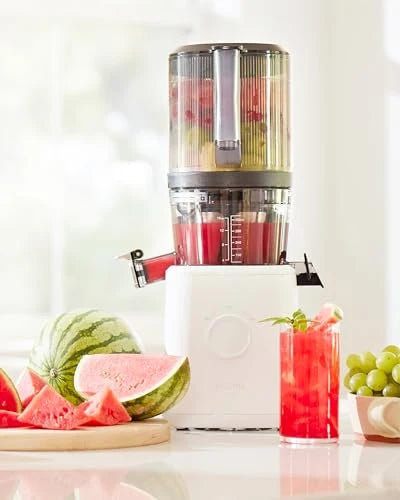 J2 Cold Press Juicer Self Feeding for Hands Free Operation with Wide Mouth Hopper for Whole Recipe Loading, Zero Waste Masticating Juicer For More Juice, Less Pulp Easy Cleanup & Assembly