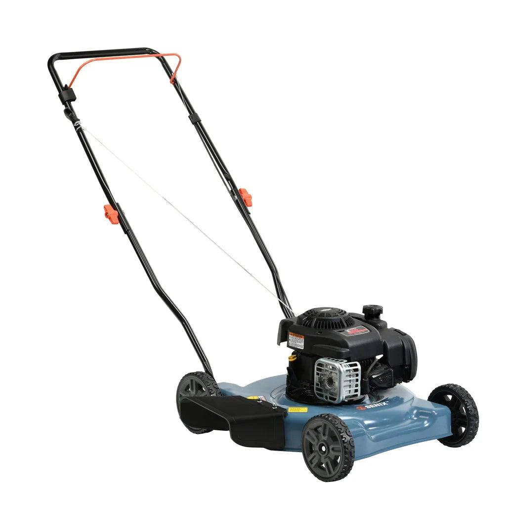 SENIX Gas Lawn Mower, 20-Inch, 125 cc 4-Cycle Briggs & Stratton Engine, Push Lawnmower with Side Discharge, 3-Position Height Adjustment, LSPG-L2, Blue