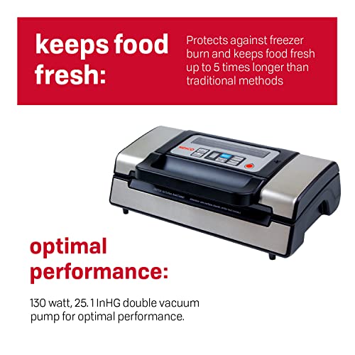 Nesco Deluxe Food VS-12 Vacuum Sealer, 130 Watts, Kit Bags & Viewing Lid