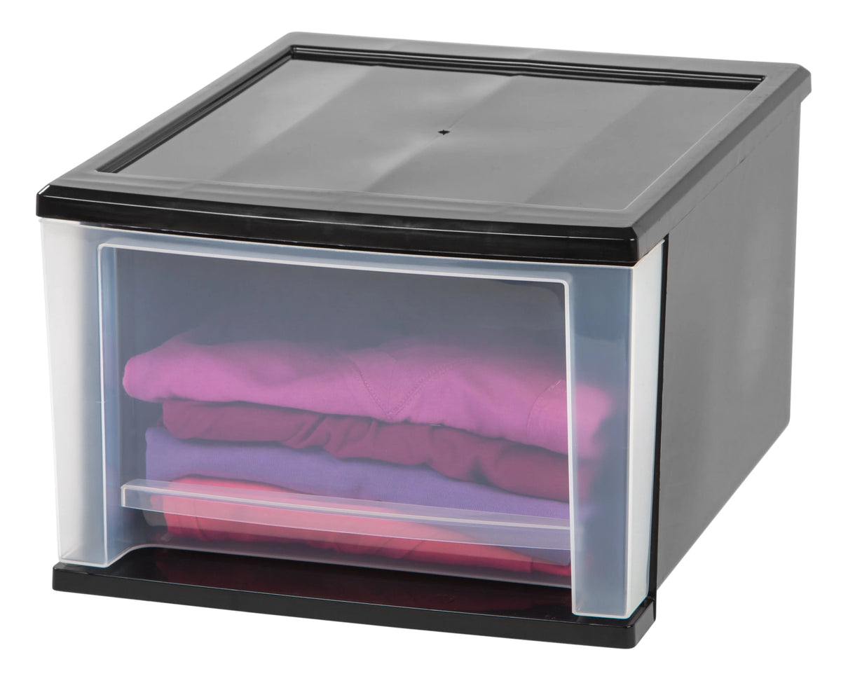 17 Quart Stacking Drawer, 4 Pack, Black