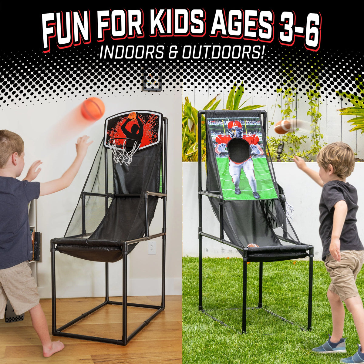 2-in-1 Basketball & Football Toss Arcade