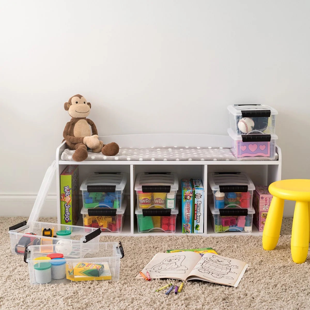 Stack & Pull Storage Box - 5 QT | Black / 10 Pack