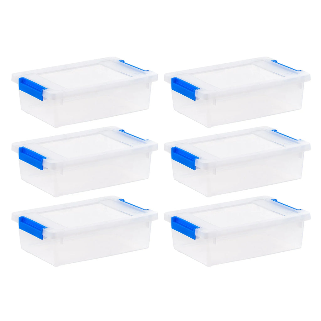 2.4 Qt. Plastic Storage Bins with Lids, Clear Containers, Latching Totes 6Pk