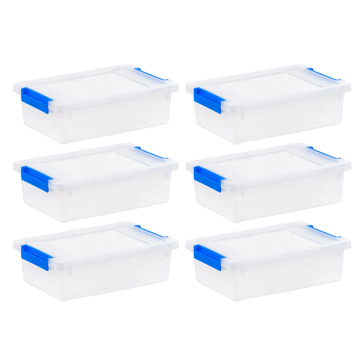 2.4 Qt. Plastic Storage Bins with Lids, Clear Containers, Latching Totes 6Pk