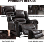 CANMOV Leather Recliner Chair, Classic and Traditional Manual Recliner Chair with Comfortable Arms and Back Single Sofa for Living Room, Nut Brown
