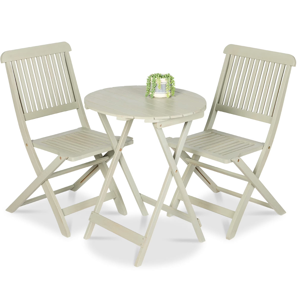 Best Choice Products 3-Piece Acacia Wood Bistro Set, Folding Patio Furniture w/ 2 Chairs, Table - Natural