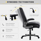Ergonomic Office Chair with High Back Flip Up Armrests and Rolling Base