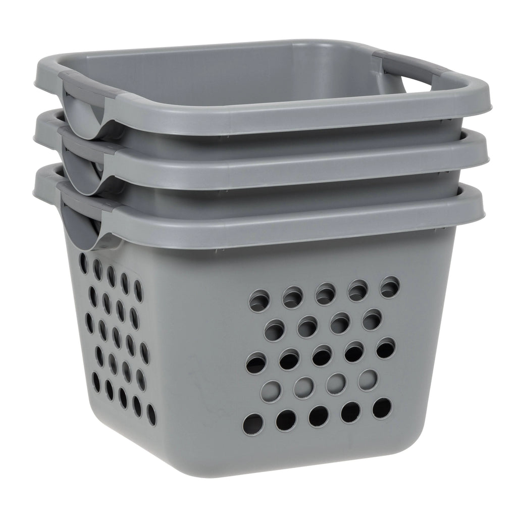 Collapsible Laundry Hamper – 30L Foldable Storage Baskets, Gray/Dark Gray, Pack of 3