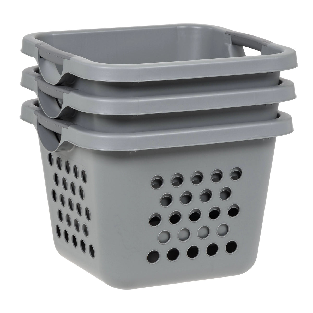 Collapsible Laundry Hamper – 30L Foldable Storage Baskets, Gray/Dark Gray, Pack of 3