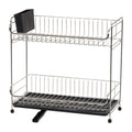 Stainless Steel 2-tier Slim-sized Dish Rack, Black | Black