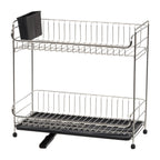 Stainless Steel 2-tier Slim-sized Dish Rack, Black | Black