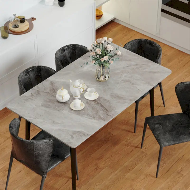 Contemporary Kitchen Table with Metal Frame and Sintered Stone Top