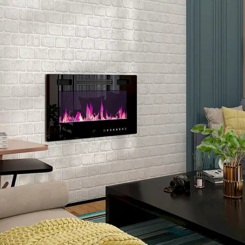 Electric Fireplace TV Stand Entertainment Center with LED Flame Effects and Remote Control