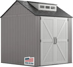 Rubbermaid Resin Outdoor Storage Shed With Floor Weather Resistant Gray Organization for Home