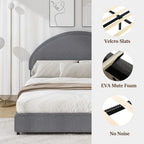 4 EVER WINNER Queen Size Bed Frame, Boucle Upholstered Bed Frame with Headboard, White Queen Bed Frame, White