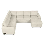 Roomfitters U-Shaped Sectional Sofa with Pull-Out Bed, Storage Chaise Lounge, and Integrated Charging Ports for Living Room