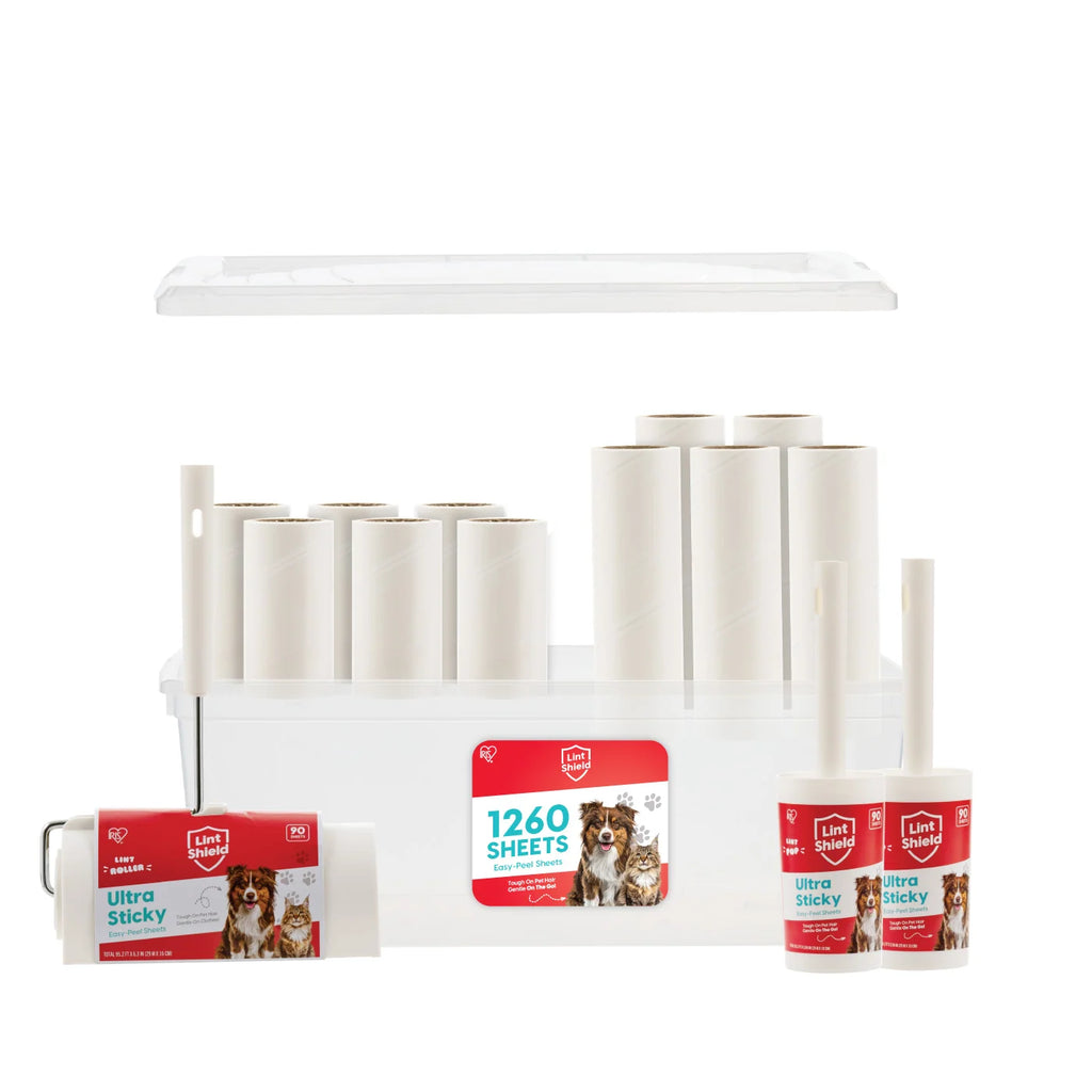 Extra Sticky Lint Roller Value Pack, Comes with Storage Box, Standard and T-Handle Roller, Refills, 90 Sheets/Roll, 1260 Sheets