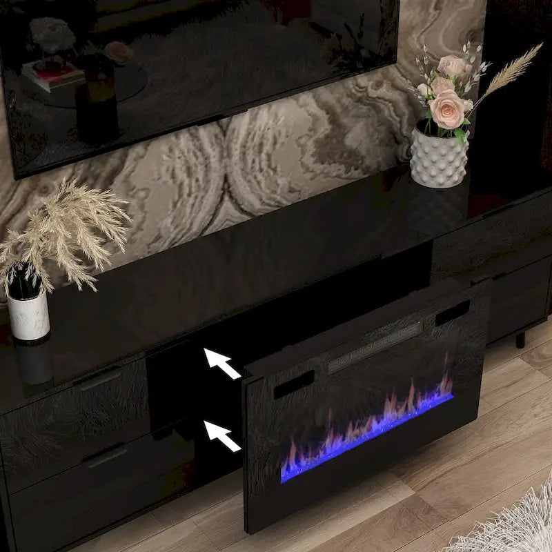 Electric Fireplace TV Stand Entertainment Center with LED Flame Effects and Remote Control