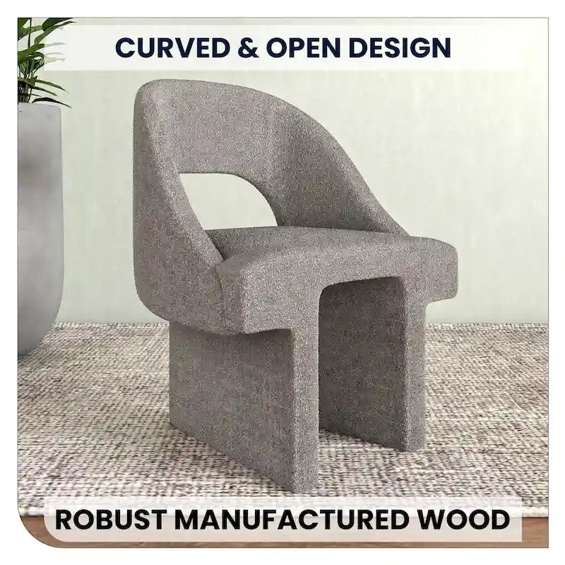 Modern Elegant Boucle Upholstered Accent Chair with MDF Wood Frame for Home Office, Living Room, and Bedroom