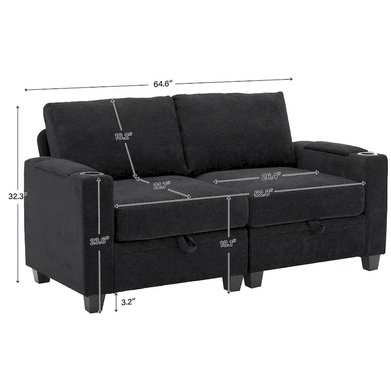 Versatile Chenille Storage Loveseat Sofa