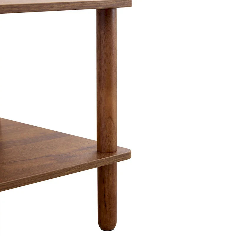 39-Inch Coffee Table with Two-Tier Design and Rubberwood Legs