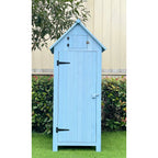 Hanover Sturdy Durable Waterproof Wood Outdoor Vertical Storage Shed, 70.40"x 30.30"x21.30", Blue