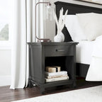 Homestyles Oak Park Black Wood Queen Bed and Nightstand Set - 2 Pieces