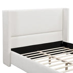 Isabella Queen White Upholstered Bed with Tall Wingback Headboard by Christopher Knight Home