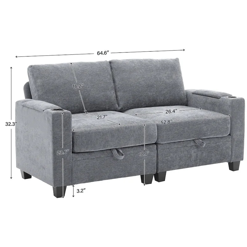Versatile Chenille Storage Loveseat Sofa