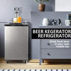 170L Dual-Tap Stainless Steel Kegerator with Drip Tray