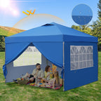 GDY 10x10 Pop Up Canopy Tent, Outdoor Canopy Tent, Patio Tent,Commercial Instant Gazebos,4 Sidewalls, Portable Shelter Canopies, with 4 sandbags, Blue.