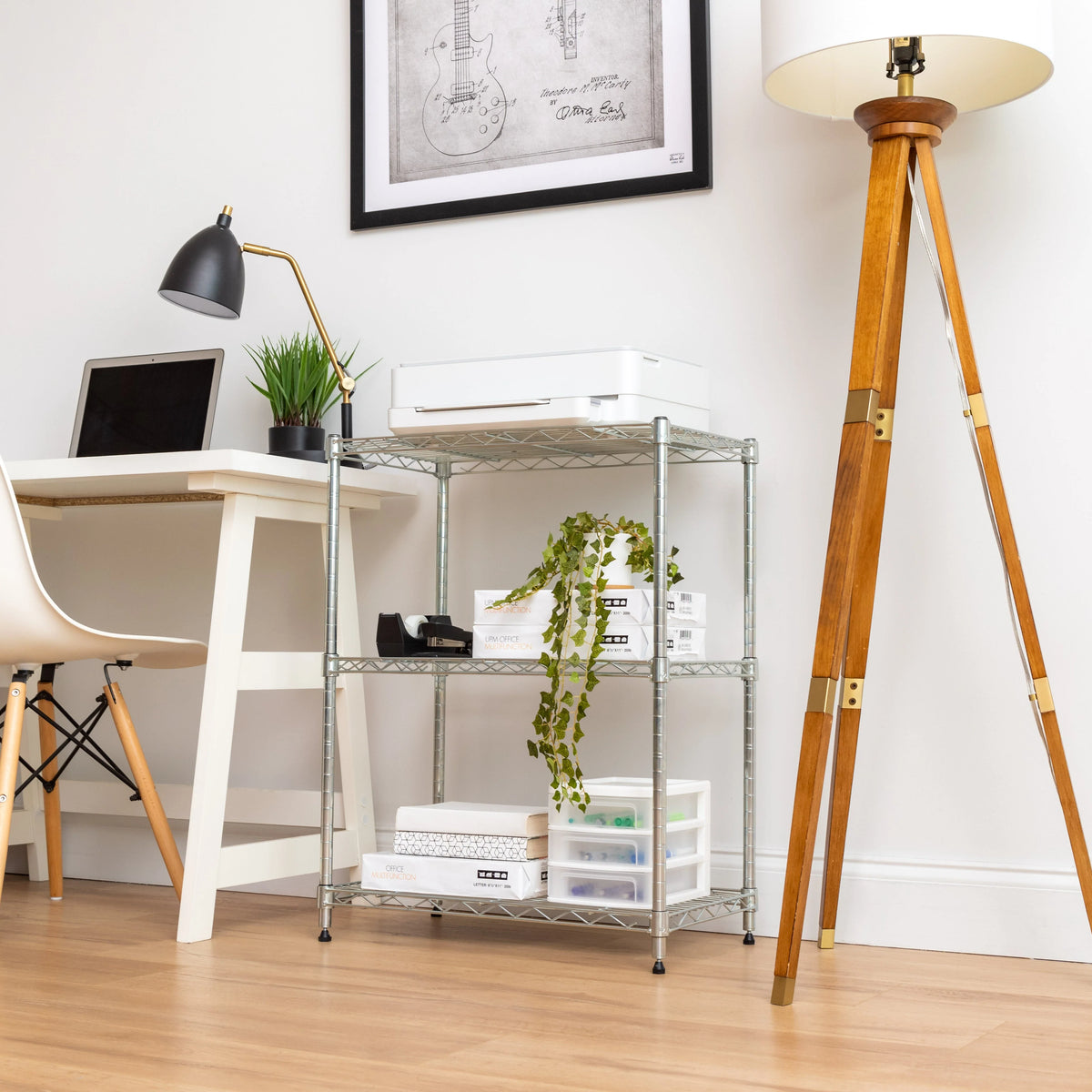3 Shelf Wire Storage Unit, Silver
