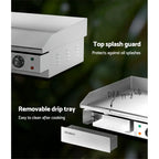 Devanti 73cm Commercial Electric Griddle BBQ Grill Plate 4400W Silver