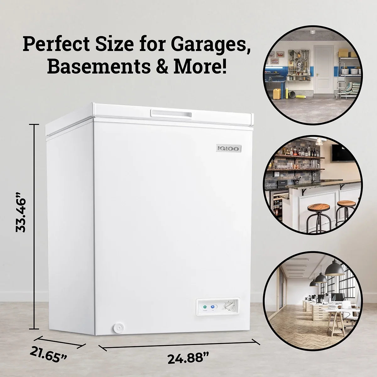 Igloo 5.0 Cu. Ft. Chest Freezer With Removable Basket, Free-Standing Door Temperature Ranges From-10?- to 10?- F, Front Defrost Water Drain, Perfect for Homes, Garages, Basements, RVs, White