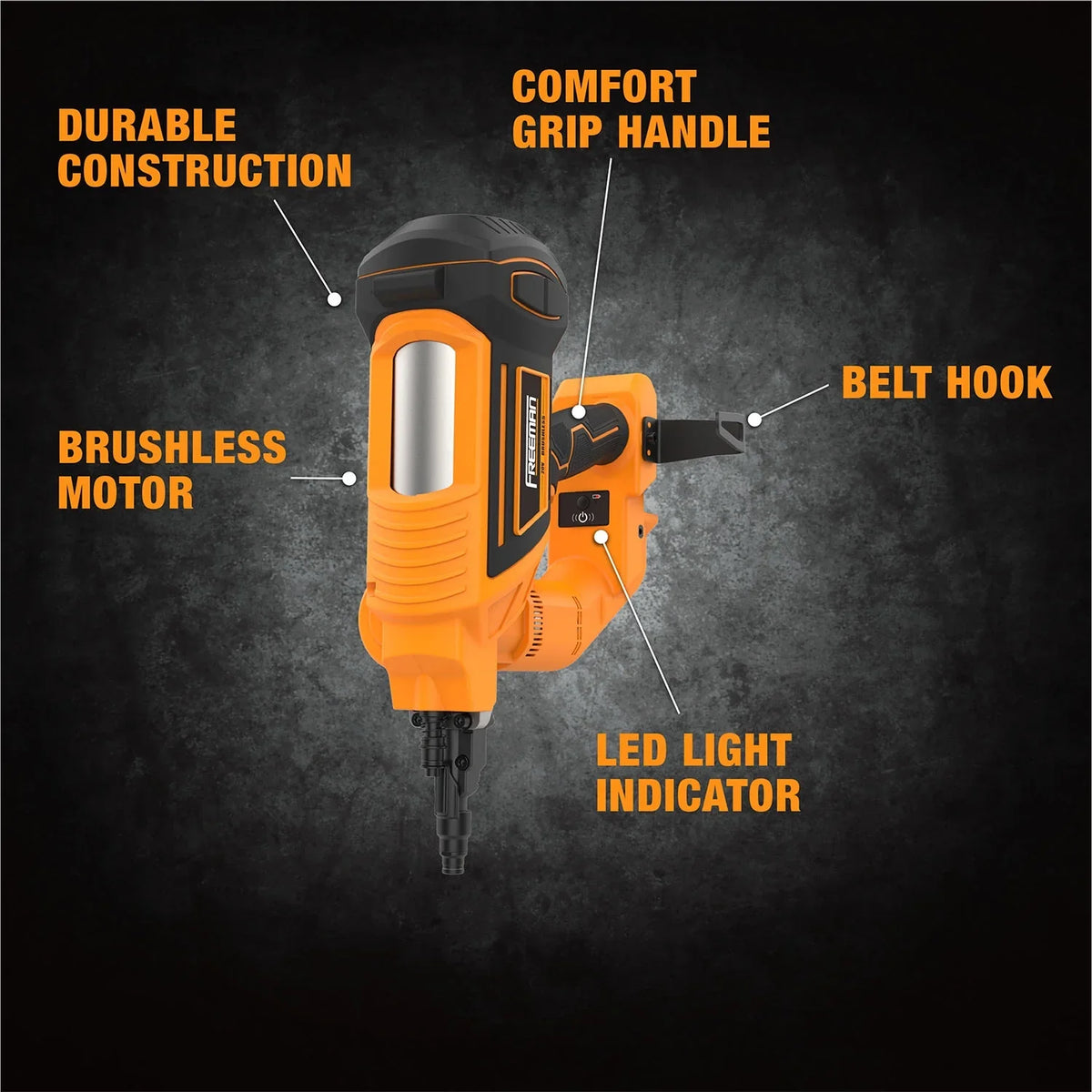 Freeman PE20VTCNPN 20 Volt Cordless and Brushless 3" Single Pin Concrete Nailer (Tool Only) -C 750 Shots per Charge
