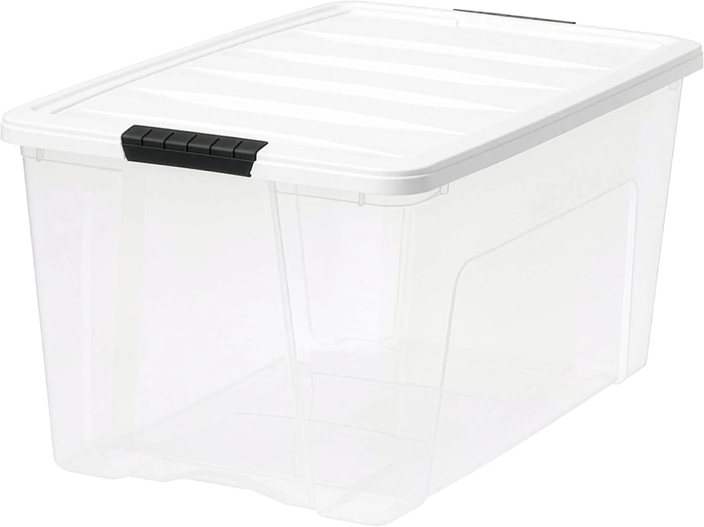 72 Qt Stackable Plastic Storage Bins with Lids, 4 Pack