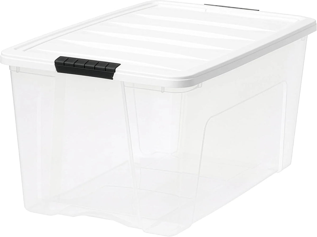 72 Qt Stackable Plastic Storage Bins with Lids, 4 Pack